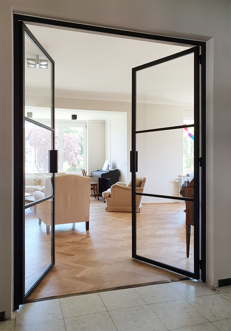 Dag Email schrijven Integratie Atelier FAIRE Bergeronettes - Dubbele deur met fijn stalen frame